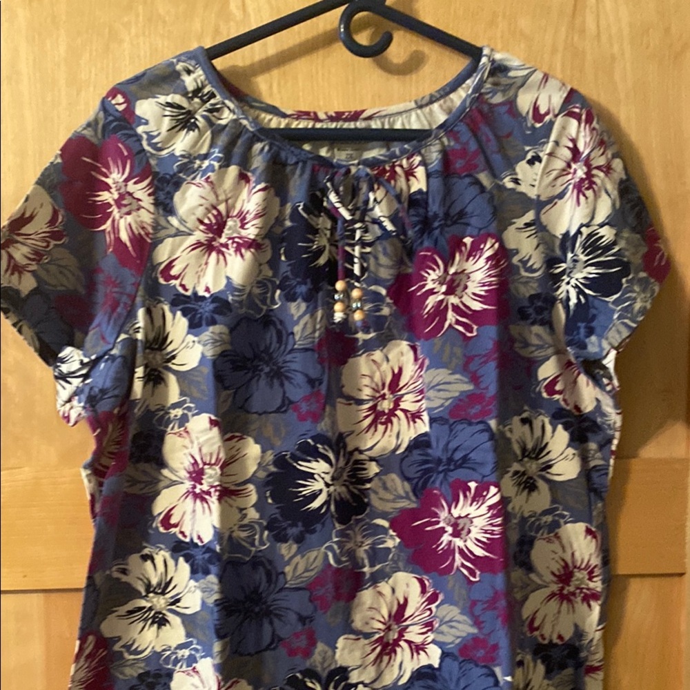 Floral Blue and Purple Women's Top